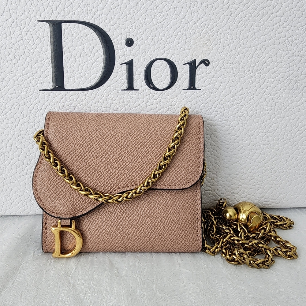 Auth Dior LIKE NEW Taurillion Saddle Lotus Wallet